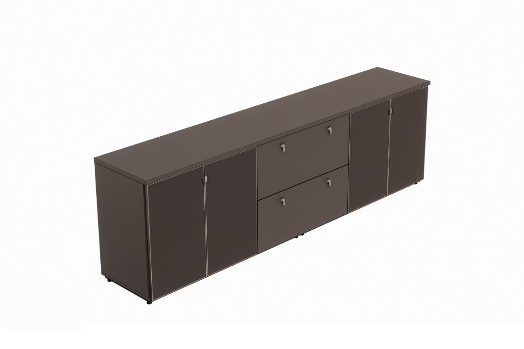 Armário de escritório baixo 2400L 4 portas e 2 gavetões Versatile